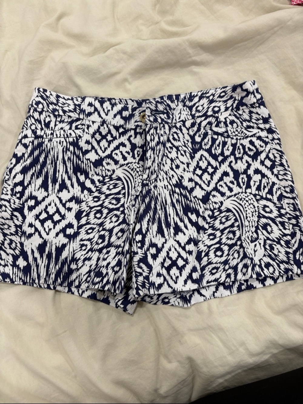 Lilly Pulitzer Navy and White Printed Bermuda Shorts